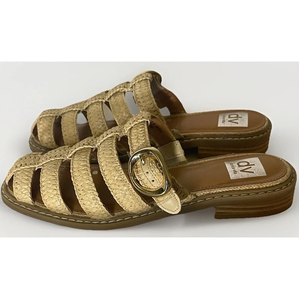 DV by Dolce Vita Fyona Fisherman Sandals Women Sz 8 Woven & Gold Buckle NWOB - Picture 3 of 12